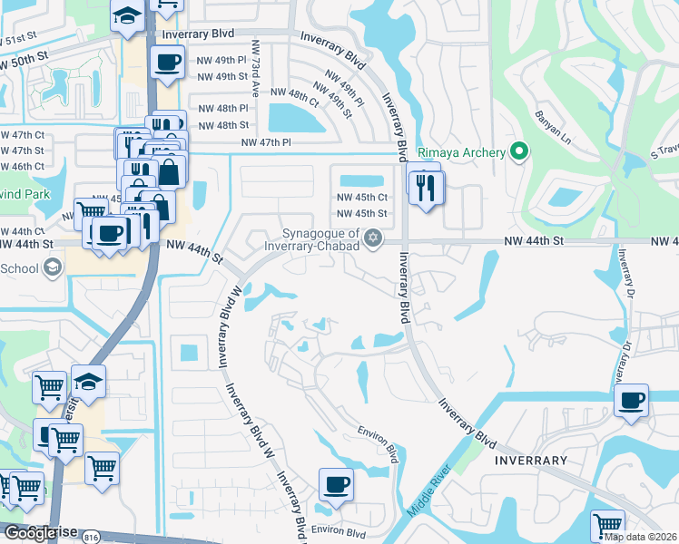 map of restaurants, bars, coffee shops, grocery stores, and more near 6823 Sienna Club Drive in Lauderhill