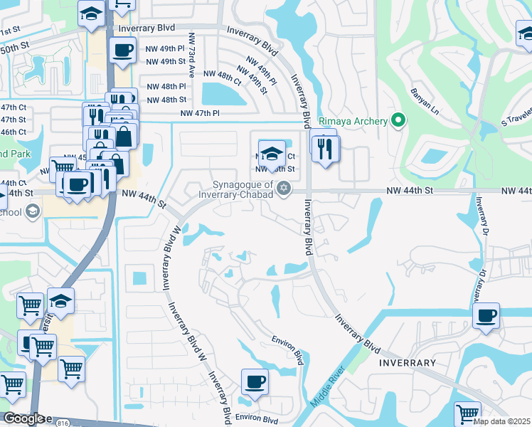 map of restaurants, bars, coffee shops, grocery stores, and more near 6823 Sienna Club Drive in Lauderhill