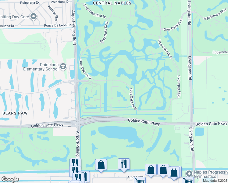 map of restaurants, bars, coffee shops, grocery stores, and more near 2228 Miramonte Court in Naples