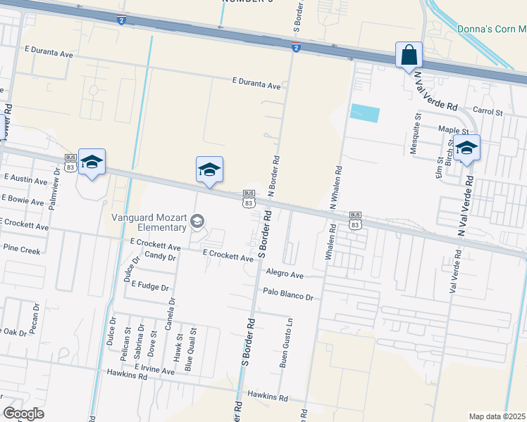 map of restaurants, bars, coffee shops, grocery stores, and more near 101 U.S. 83 Business in Alamo