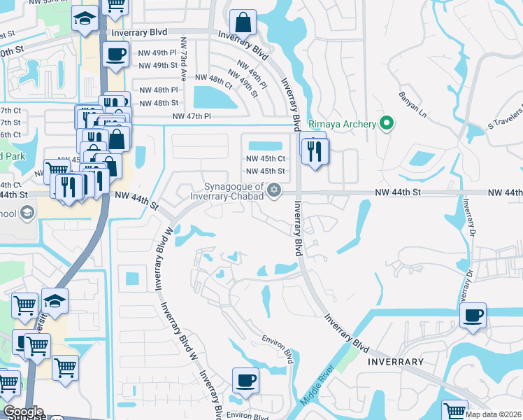 map of restaurants, bars, coffee shops, grocery stores, and more near 6823 Sienna Club Drive in Lauderhill