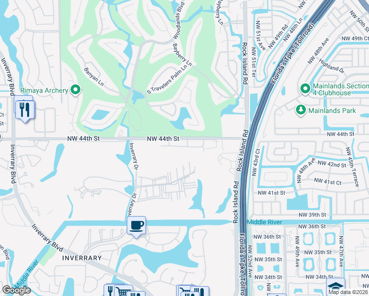 map of restaurants, bars, coffee shops, grocery stores, and more near 5530 Northwest 44th Street in Lauderhill