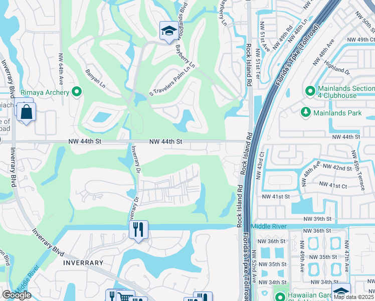 map of restaurants, bars, coffee shops, grocery stores, and more near 5530 Northwest 44th Street in Lauderhill