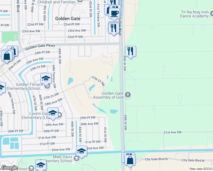 map of restaurants, bars, coffee shops, grocery stores, and more near 4318 27th Court Southwest in Naples