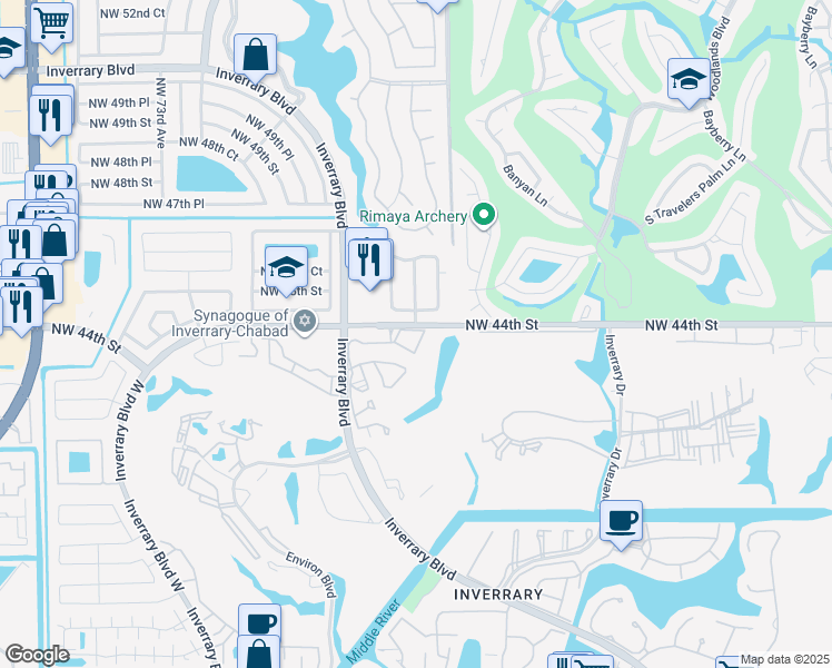map of restaurants, bars, coffee shops, grocery stores, and more near 6530 Northwest 44th Court in Lauderhill