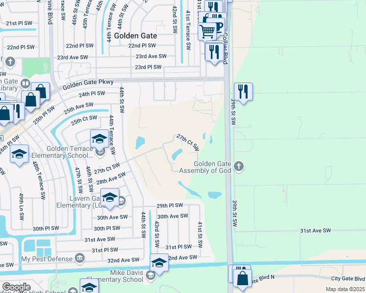 map of restaurants, bars, coffee shops, grocery stores, and more near 4251 27th Court Southwest in Naples