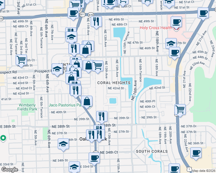 map of restaurants, bars, coffee shops, grocery stores, and more near in Fort Lauderdale