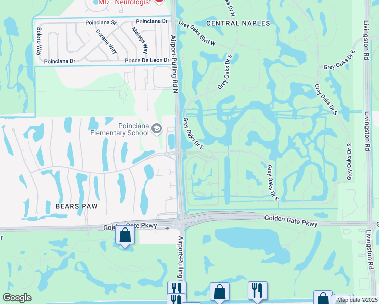map of restaurants, bars, coffee shops, grocery stores, and more near 2445 Estuary Drive in Naples