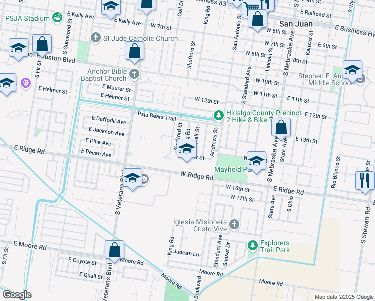 map of restaurants, bars, coffee shops, grocery stores, and more near 1331 King Road in San Juan