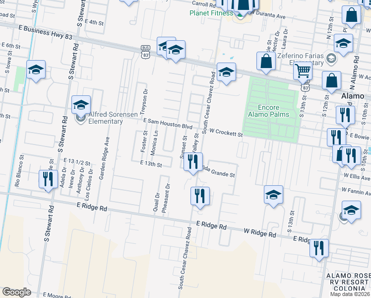 map of restaurants, bars, coffee shops, grocery stores, and more near 1204 Sunset Street in San Juan