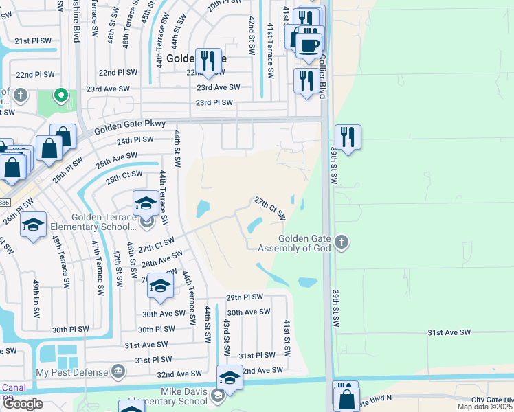 map of restaurants, bars, coffee shops, grocery stores, and more near 4233 27th Court Southwest in Naples