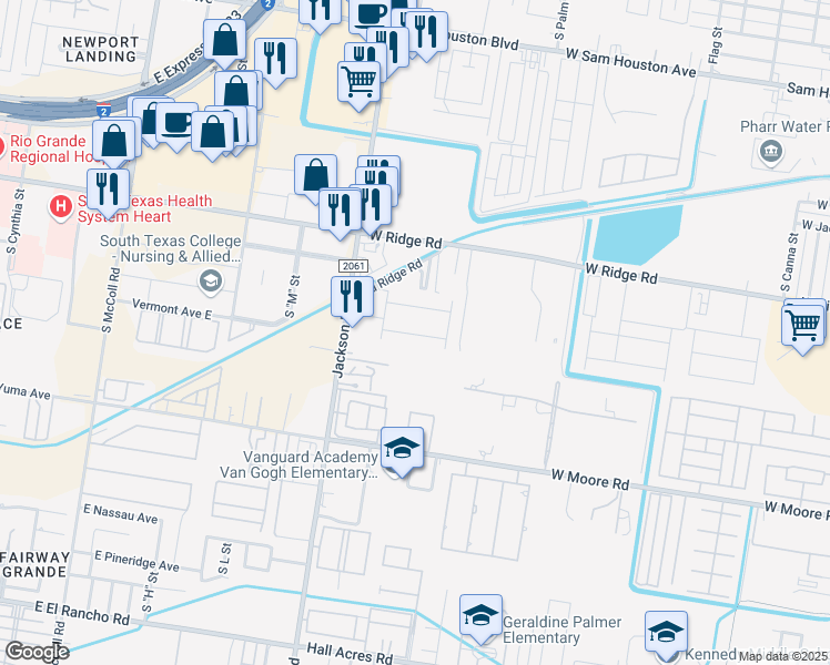map of restaurants, bars, coffee shops, grocery stores, and more near 1713 West Smith Drive in Pharr