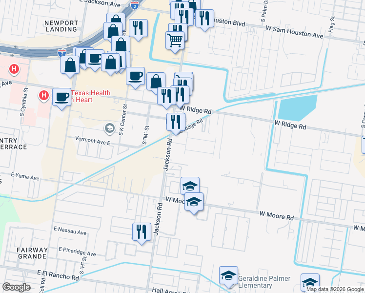 map of restaurants, bars, coffee shops, grocery stores, and more near 1510 South Bilbao Street in Pharr