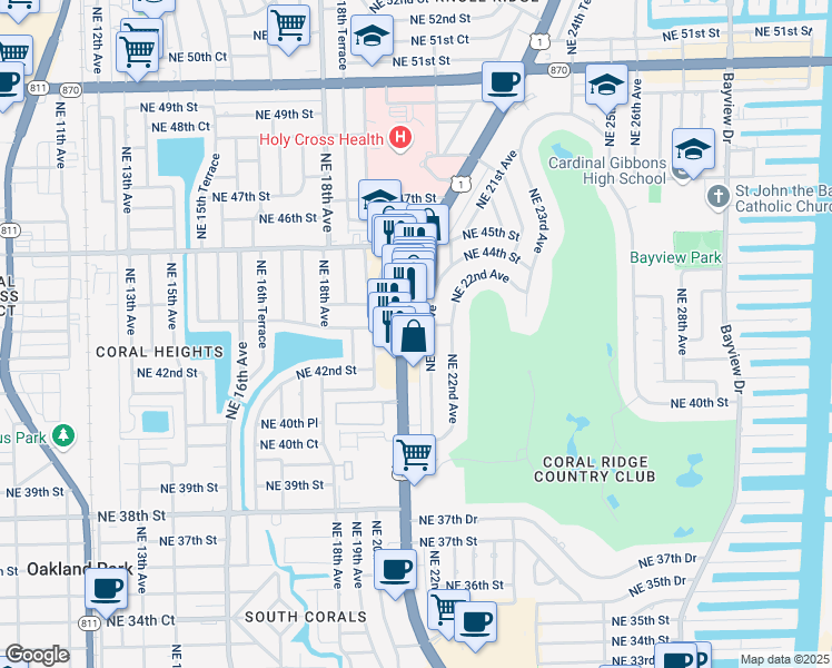 map of restaurants, bars, coffee shops, grocery stores, and more near in Fort Lauderdale