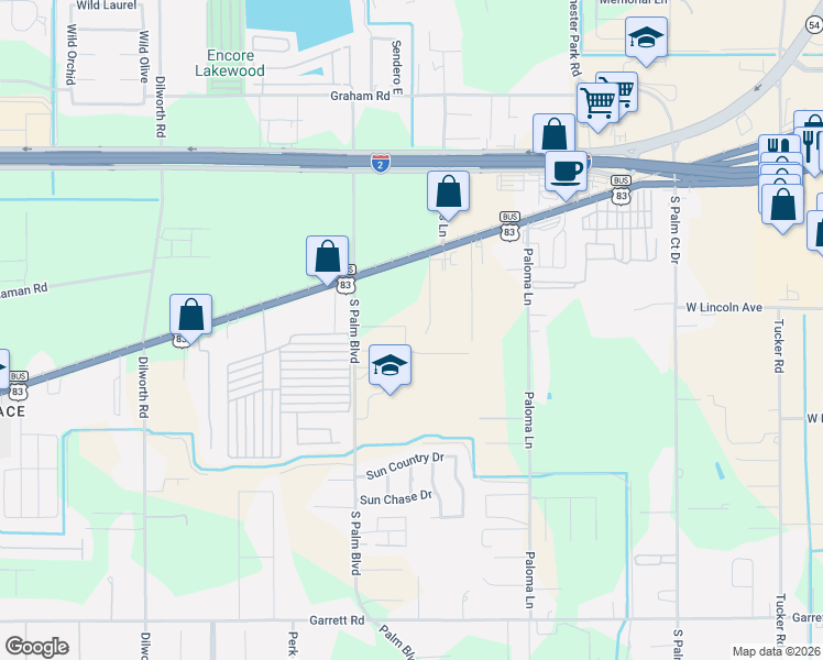 map of restaurants, bars, coffee shops, grocery stores, and more near 3805 U.S. 83 Business in Harlingen