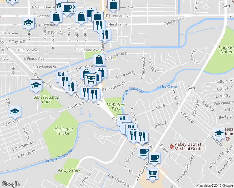 map of restaurants, bars, coffee shops, grocery stores, and more near 1325 U.S. 77 Business in San Benito