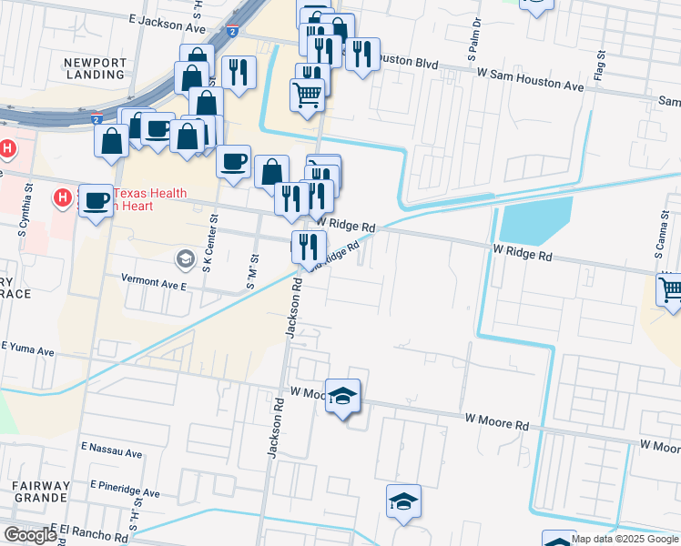 map of restaurants, bars, coffee shops, grocery stores, and more near 1714 West Garrison Drive in Pharr
