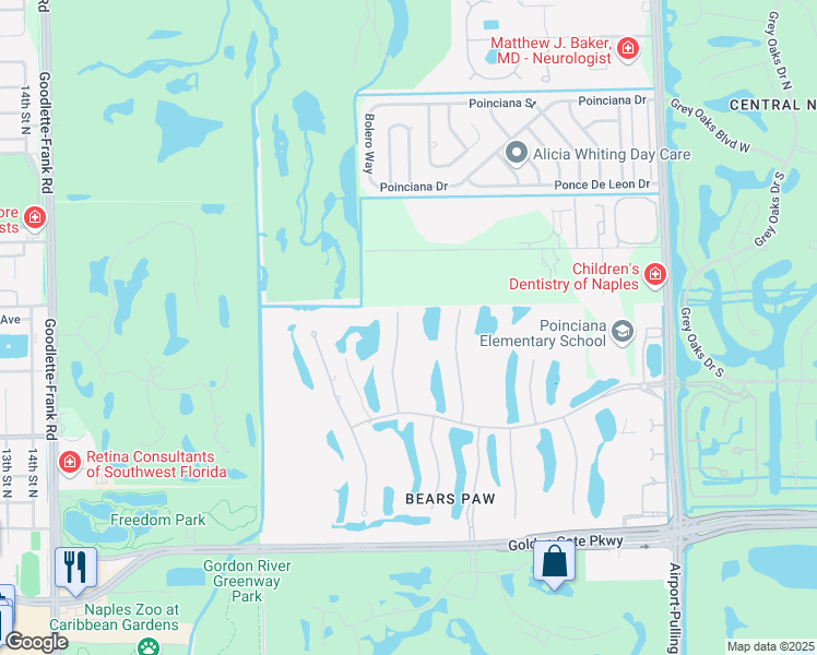 map of restaurants, bars, coffee shops, grocery stores, and more near 1268 Osprey Trail in Naples