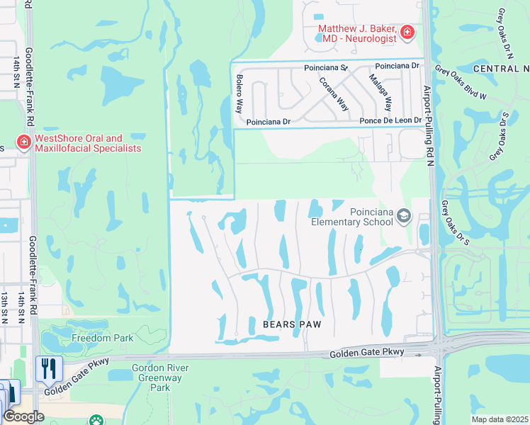 map of restaurants, bars, coffee shops, grocery stores, and more near 1268 Osprey Trail in Naples