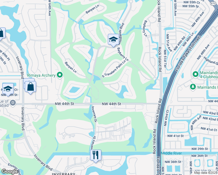 map of restaurants, bars, coffee shops, grocery stores, and more near 5710 Melaleuca Drive in Tamarac