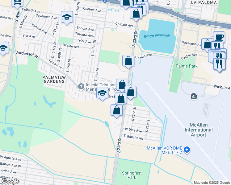 map of restaurants, bars, coffee shops, grocery stores, and more near in McAllen