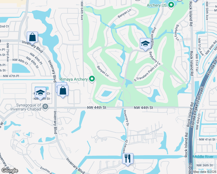 map of restaurants, bars, coffee shops, grocery stores, and more near 6103 Royal Poinciana Lane in Tamarac