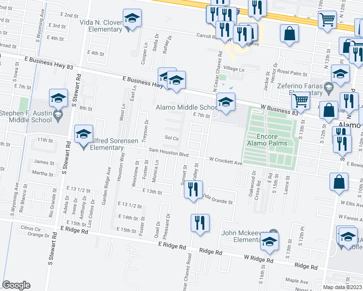 map of restaurants, bars, coffee shops, grocery stores, and more near 1003 Sunchase Street in San Juan