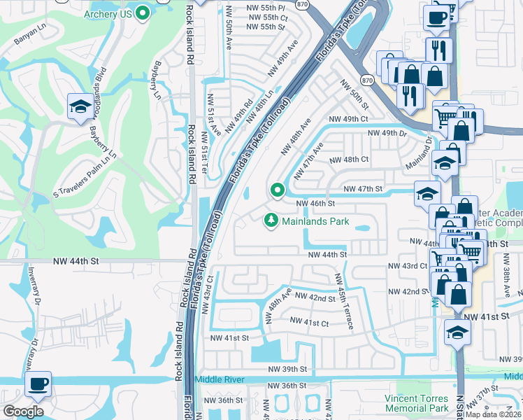 map of restaurants, bars, coffee shops, grocery stores, and more near 4523 Monterey Drive in Tamarac