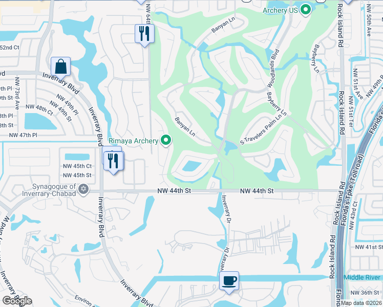 map of restaurants, bars, coffee shops, grocery stores, and more near 6103 Royal Poinciana Lane in Tamarac