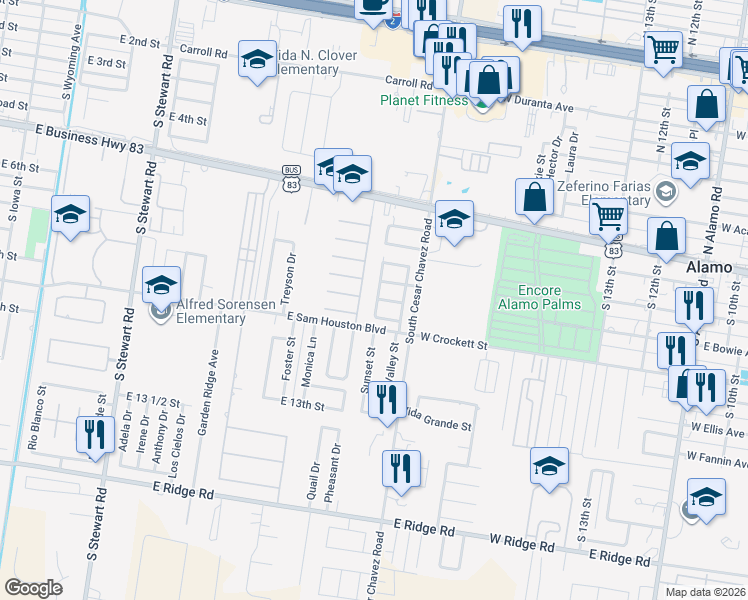 map of restaurants, bars, coffee shops, grocery stores, and more near 908 Sunset Street in San Juan