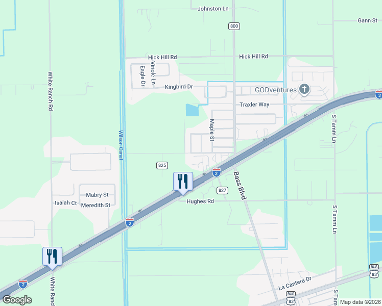 map of restaurants, bars, coffee shops, grocery stores, and more near Dennis Lane in Harlingen