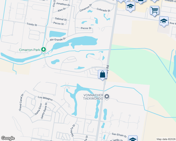 map of restaurants, bars, coffee shops, grocery stores, and more near 108 San Jacinto Street in Mission