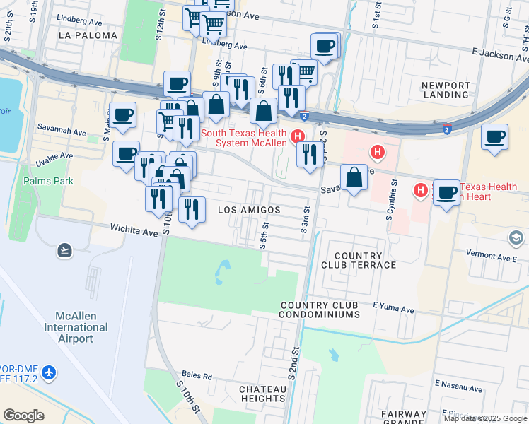 map of restaurants, bars, coffee shops, grocery stores, and more near 429 Vermont Avenue in McAllen