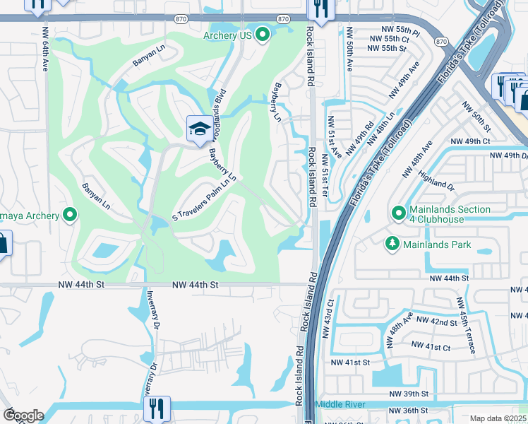 map of restaurants, bars, coffee shops, grocery stores, and more near 5307 Sea Grape Circle in Tamarac