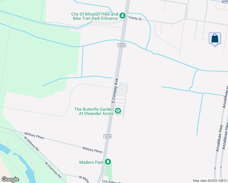 map of restaurants, bars, coffee shops, grocery stores, and more near South Conway Avenue in Mission