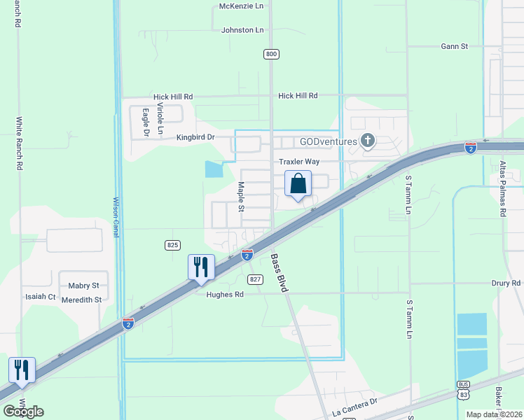 map of restaurants, bars, coffee shops, grocery stores, and more near 14677 Oak St in Harlingen
