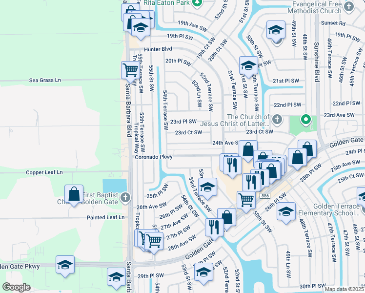 map of restaurants, bars, coffee shops, grocery stores, and more near 5356 24th Avenue Southwest in Naples