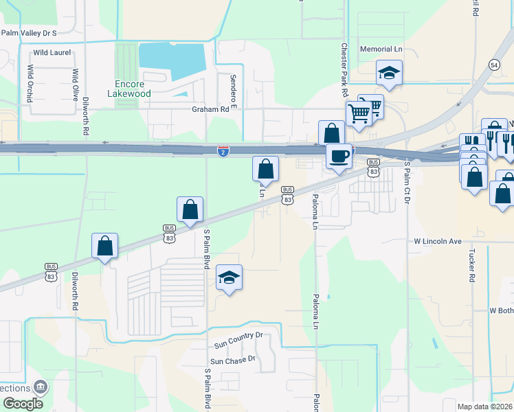 map of restaurants, bars, coffee shops, grocery stores, and more near 4113 West Business 83 in Harlingen