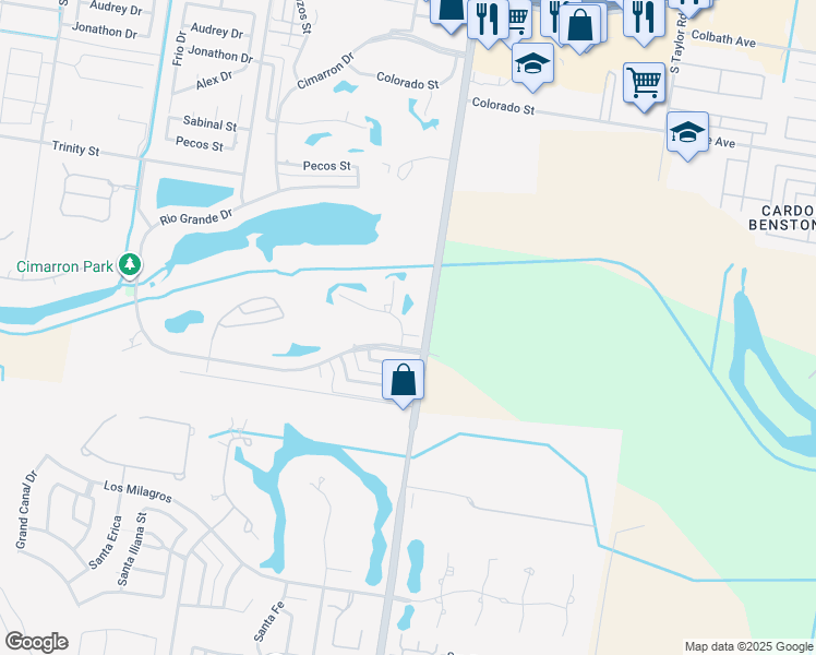 map of restaurants, bars, coffee shops, grocery stores, and more near 107 Sabine Court in Mission