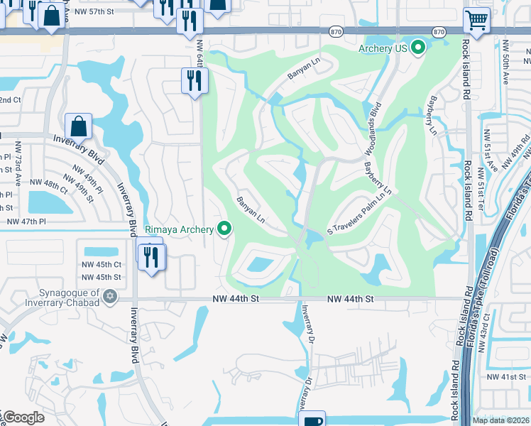 map of restaurants, bars, coffee shops, grocery stores, and more near 6101 Loquat Circle in Tamarac