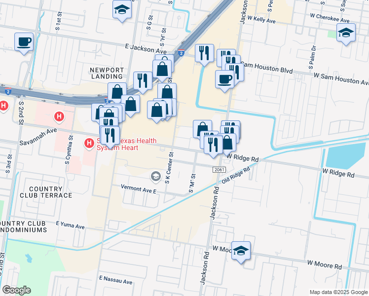 map of restaurants, bars, coffee shops, grocery stores, and more near 1300 North L Street in McAllen