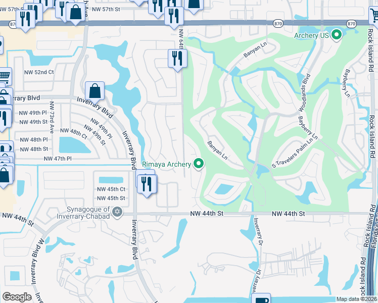 map of restaurants, bars, coffee shops, grocery stores, and more near 6307 Silk Oak Circle in Tamarac