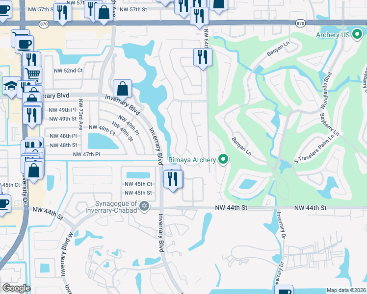map of restaurants, bars, coffee shops, grocery stores, and more near 4823 Northwest 66th Avenue in Lauderhill