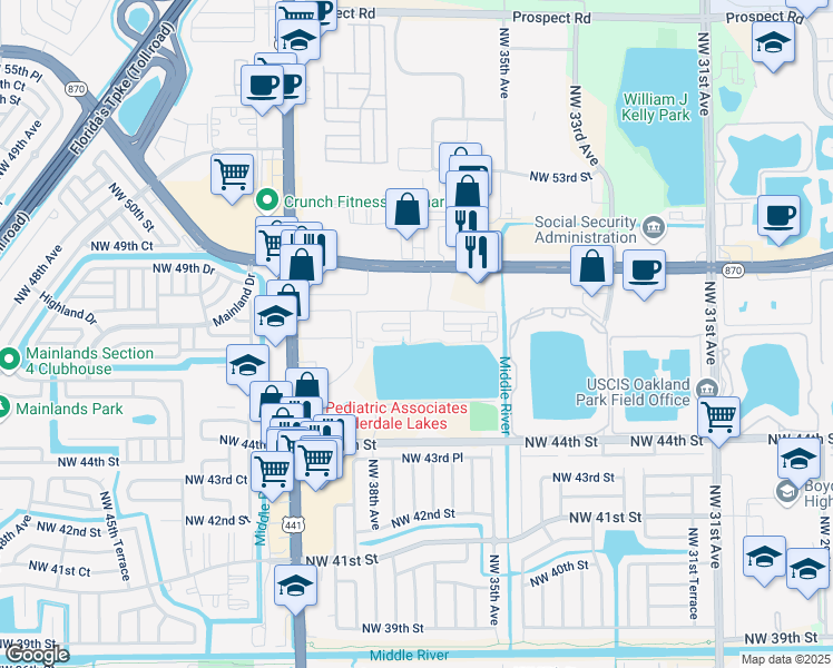 map of restaurants, bars, coffee shops, grocery stores, and more near 4802 West Pacific Point Avenue in Lauderdale Lakes