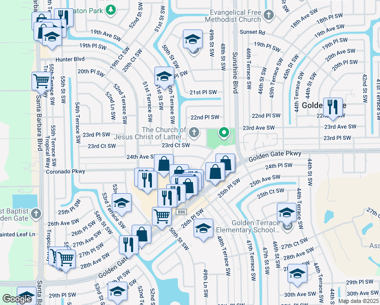 map of restaurants, bars, coffee shops, grocery stores, and more near 4981 24th Avenue Southwest in Naples