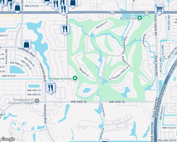 map of restaurants, bars, coffee shops, grocery stores, and more near 6101 Loquat Circle in Tamarac