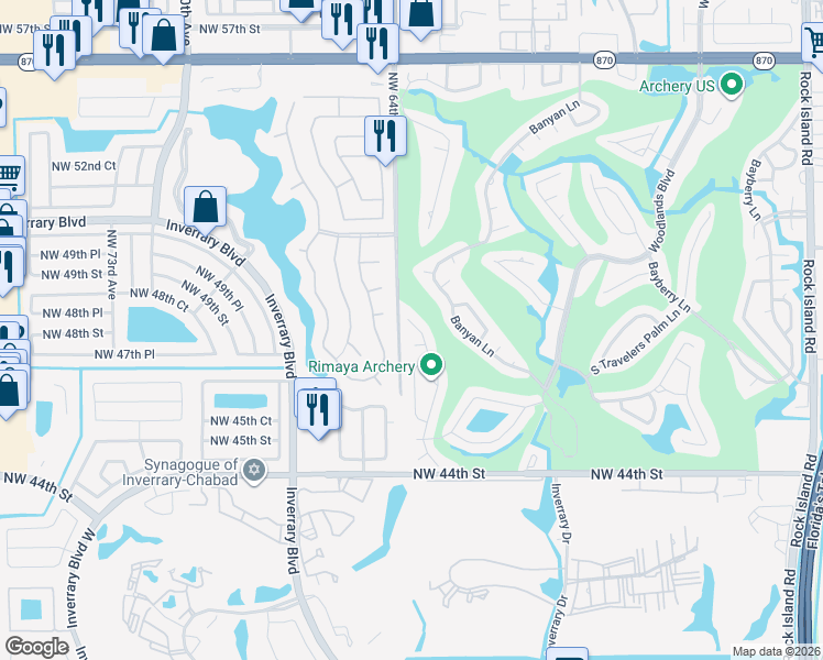 map of restaurants, bars, coffee shops, grocery stores, and more near 4803 Queen Palm Lane in Tamarac