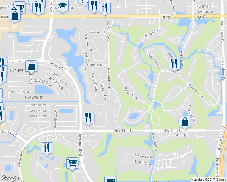 map of restaurants, bars, coffee shops, grocery stores, and more near 4803 Queen Palm Lane in Tamarac