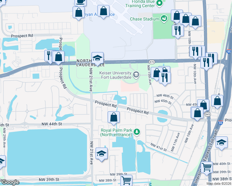 map of restaurants, bars, coffee shops, grocery stores, and more near 1867 Northwest 46th Street in Fort Lauderdale