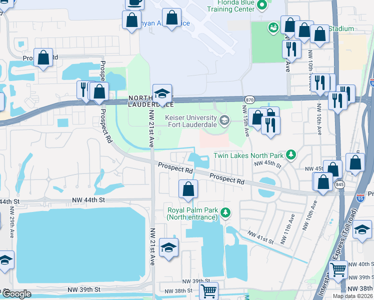 map of restaurants, bars, coffee shops, grocery stores, and more near 1867 Northwest 46th Street in Fort Lauderdale